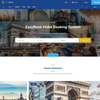 EasyBook – Otel & Tur Rezervasyon WordPress Teması
