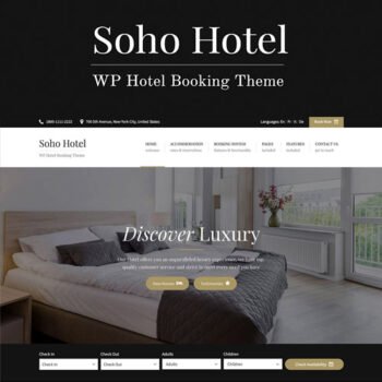 Soho Hotel Booking – Otel Rezervasyonu WordPress Teması